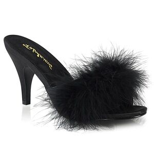 Pleaser Black Feathered Heels